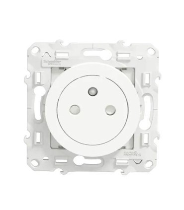 Prise de courant 2P+T affleurante Odace SCHNEIDER blanc connexion rapide