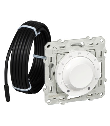 Thermostat électronique Plancher chauffant + Sonde 10A Blanc Schneider Electric Odace