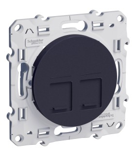 Prise double RJ45 Anthracite, grade 1 (téléphone + informatique) cat. 6 UTP Schneider Electric Odace