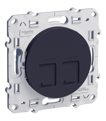 Prise double RJ45 Anthracite, grade 1 (téléphone + informatique) cat. 6 UTP Schneider Electric Odace