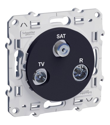 Prise TV/FM/SAT 2 entrées Odace Schneider Electric,  Anthracite