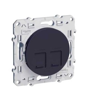 Prise double RJ45 Odace Schneider Electric, sans connecteur, Anthracite