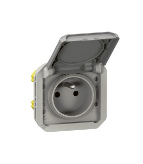 Prise de courant 2P+T Plexo composable gris / Legrand