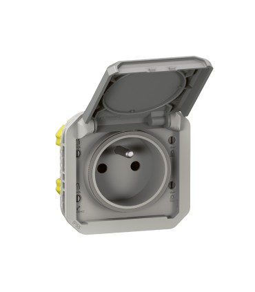 Prise de courant 2P+T Plexo composable gris / Legrand