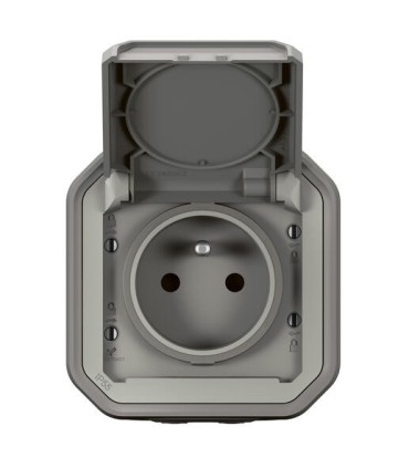 Prise de courant 2P+T Plexo composable gris / Legrand