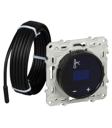 Thermostat Schneider Electric Odace fil pilote a écran Tactile Noir