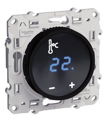 Thermostat Schneider Electric Odace fil pilote a écran Tactile Noir