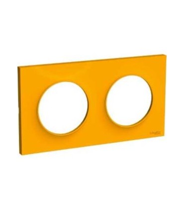 Plaque Odace Styl Ambre 2 postes horizontaux ou verticaux entraxe 71mm Schneider Electric