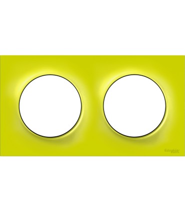 Plaque Odace Styl Vert Chartreuse 2 postes horizontaux ou verticaux entraxe 71mm Schneider Electric