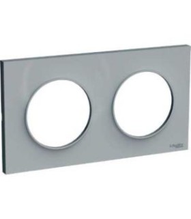 Plaque Odace Styl Gris 2 postes horizontaux ou verticaux entraxe 71mm Schneider Electric