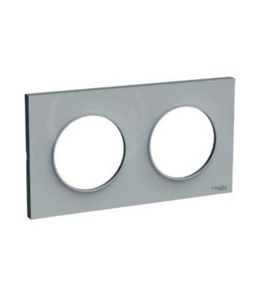 Plaque Odace Styl Gris 2 postes horizontaux ou verticaux entraxe 71mm Schneider Electric