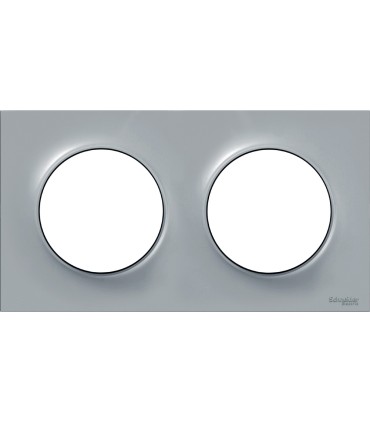 Plaque Odace Styl Gris 2 postes horizontaux ou verticaux entraxe 71mm Schneider Electric