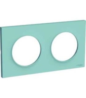 Plaque Odace Styl Bleu Cian 2 postes horizontaux ou verticaux entraxe 71mm Schneider Electric