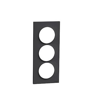 Plaque Odace Styl Anthracite 3 postes verticaux entraxe 57mm Schneider Electric