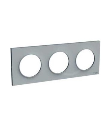 Plaque Odace Styl Gris 3 postes horizontaux ou verticaux entraxe 71mm Schneider Electric