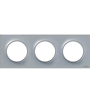 Plaque Odace Styl Gris 3 postes horizontaux ou verticaux entraxe 71mm Schneider Electric