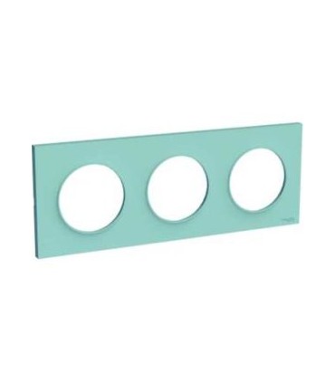 Plaque Odace Styl Bleu Cian 3 postes horizontaux ou verticaux entraxe 71mm Schneider Electric