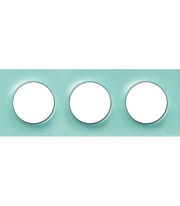 Plaque Odace Styl Bleu Cian 3 postes horizontaux ou verticaux entraxe 71mm Schneider Electric