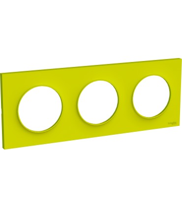 Plaque Odace Styl Vert Chartreuse 3 postes horiz. ou verticaux entraxe 71mm Schneider Electric