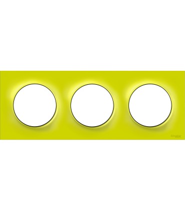 Plaque Odace Styl Vert Chartreuse 3 postes horiz. ou verticaux entraxe 71mm Schneider Electric