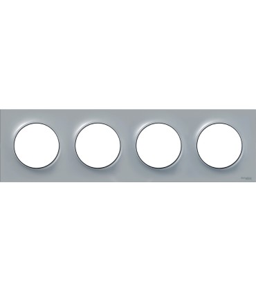 Plaque Odace Styl Gris 4 postes horizontaux ou verticaux entraxe 71mm Schneider Electric