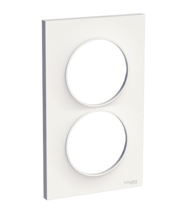 Odace Styl, plaque Blanc 2 postes verticaux entraxe 57mm