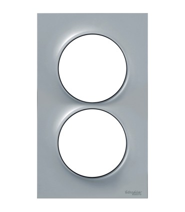 Odace Styl Schneider, plaque 2 postes verticaux entraxe 57mm Aluminium