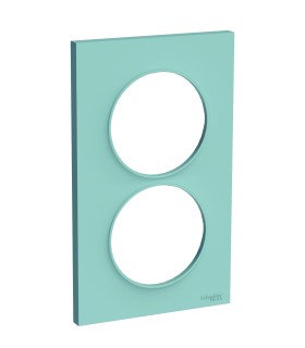 Plaque Odace Styl Bleu Cian 2 postes verticaux entraxe 57mm Schneider Electric