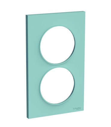 Plaque Odace Styl Bleu Cian 2 postes verticaux entraxe 57mm Schneider Electric