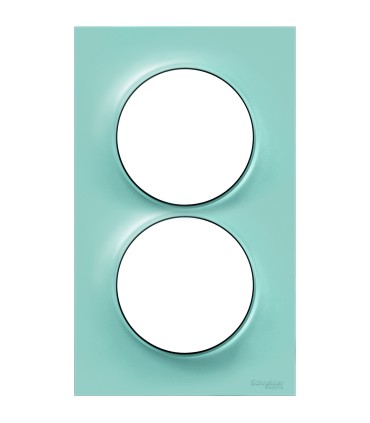 Plaque Odace Styl Bleu Cian 2 postes verticaux entraxe 57mm Schneider Electric