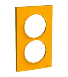 Plaque Odace Styl Ambre 2 postes verticaux entraxe 57mm Schneider Electric