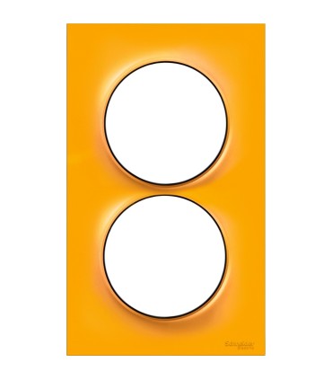 Plaque Odace Styl Ambre 2 postes verticaux entraxe 57mm Schneider Electric