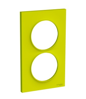 Plaque Odace Styl Vert Chartreuse 2 postes verticaux entraxe 57mm Schneider Electric