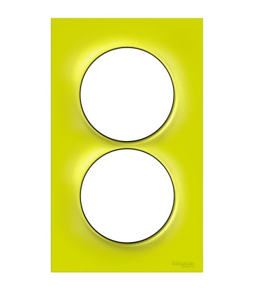 Plaque Odace Styl Vert Chartreuse 2 postes verticaux entraxe 57mm Schneider Electric