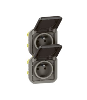 Prise de courant 2x2P+T verticale Plexo composable anthracite / Legrand