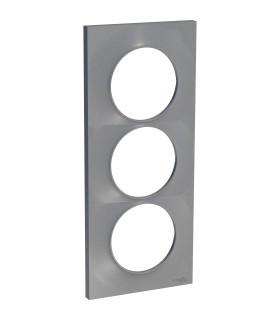 Odace Styl, plaque Alu 3 postes verticaux entraxe 57mm