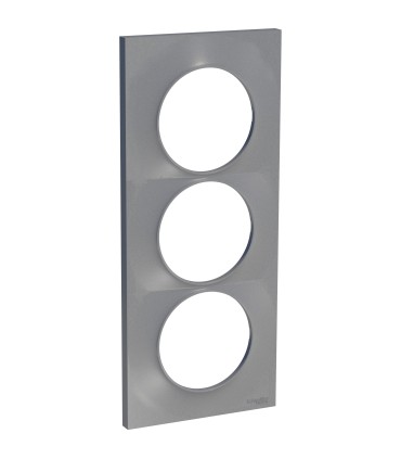 Odace Styl, plaque Alu 3 postes verticaux entraxe 57mm