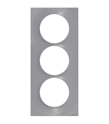 Odace Styl, plaque Alu 3 postes verticaux entraxe 57mm