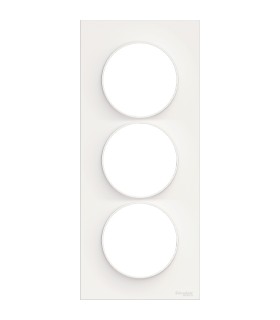 Odace Styl, plaque Blanc 3 postes verticaux entraxe 57mm