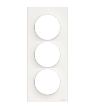 Odace Styl, plaque Blanc 3 postes verticaux entraxe 57mm