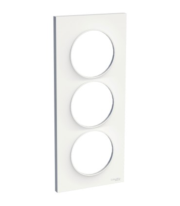 Odace Styl, plaque Blanc 3 postes verticaux entraxe 57mm