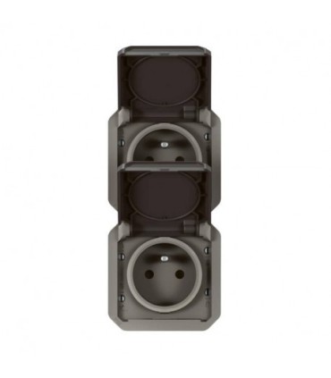 Prise de courant 2x2P+T verticale Plexo composable anthracite / Legrand