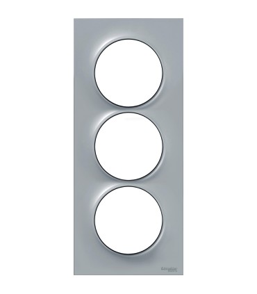 Plaque Odace Styl Gris 3 postes verticaux entraxe 57mm Schneider Electric