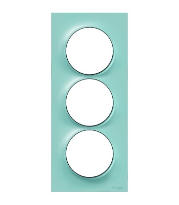 Plaque Odace Styl Bleu Cian 3 postes verticaux entraxe 57mm Schneider Electric