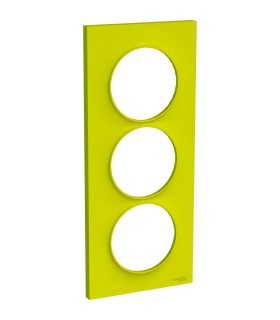 Plaque Odace Styl Vert Chartreuse 3 postes verticaux entraxe 57mm Schneider Electric