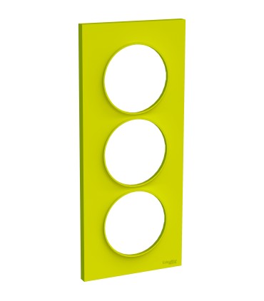 Plaque Odace Styl Vert Chartreuse 3 postes verticaux entraxe 57mm Schneider Electric