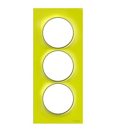 Plaque Odace Styl Vert Chartreuse 3 postes verticaux entraxe 57mm Schneider Electric