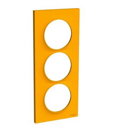Plaque Odace Styl Ambre 3 postes verticaux entraxe 57mm Schneider Electric
