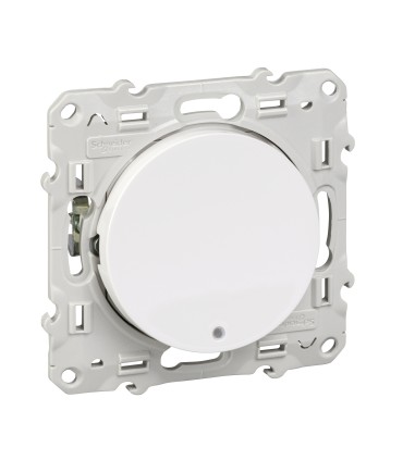 Poussoir lumineux Odace Schneider, Blanc,10 A, à griffes, LED bleu 0,15 mA