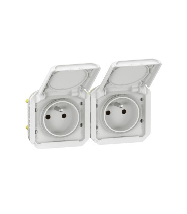 Prise de courant 2x2P+T horizontale Plexo composable blanc / Legrand